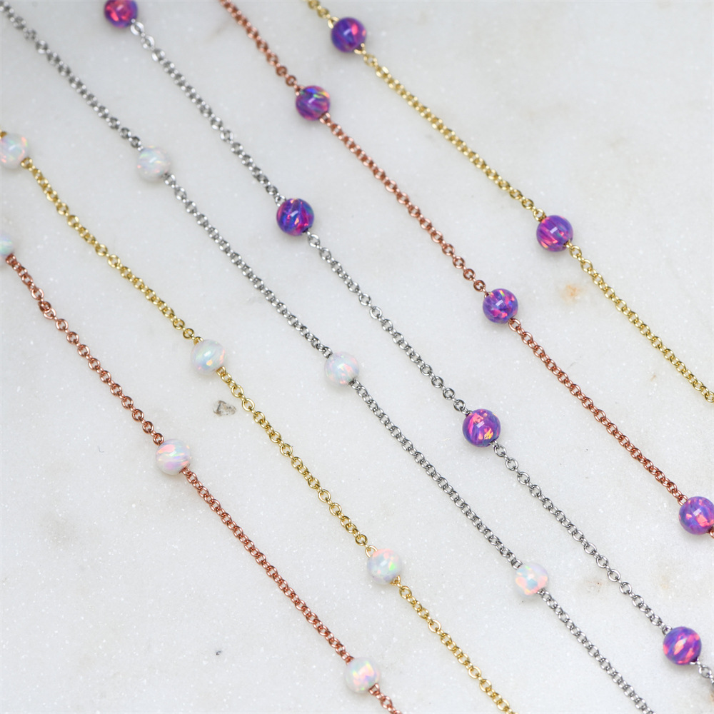 Sweet Beaded Opal Necklace, Bracelet Set Gold-plated Color-preserving Ornament