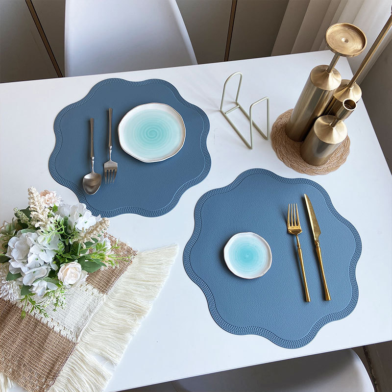 Imitation Leather Flower Placemat Waterproof And Oil-proof Mat