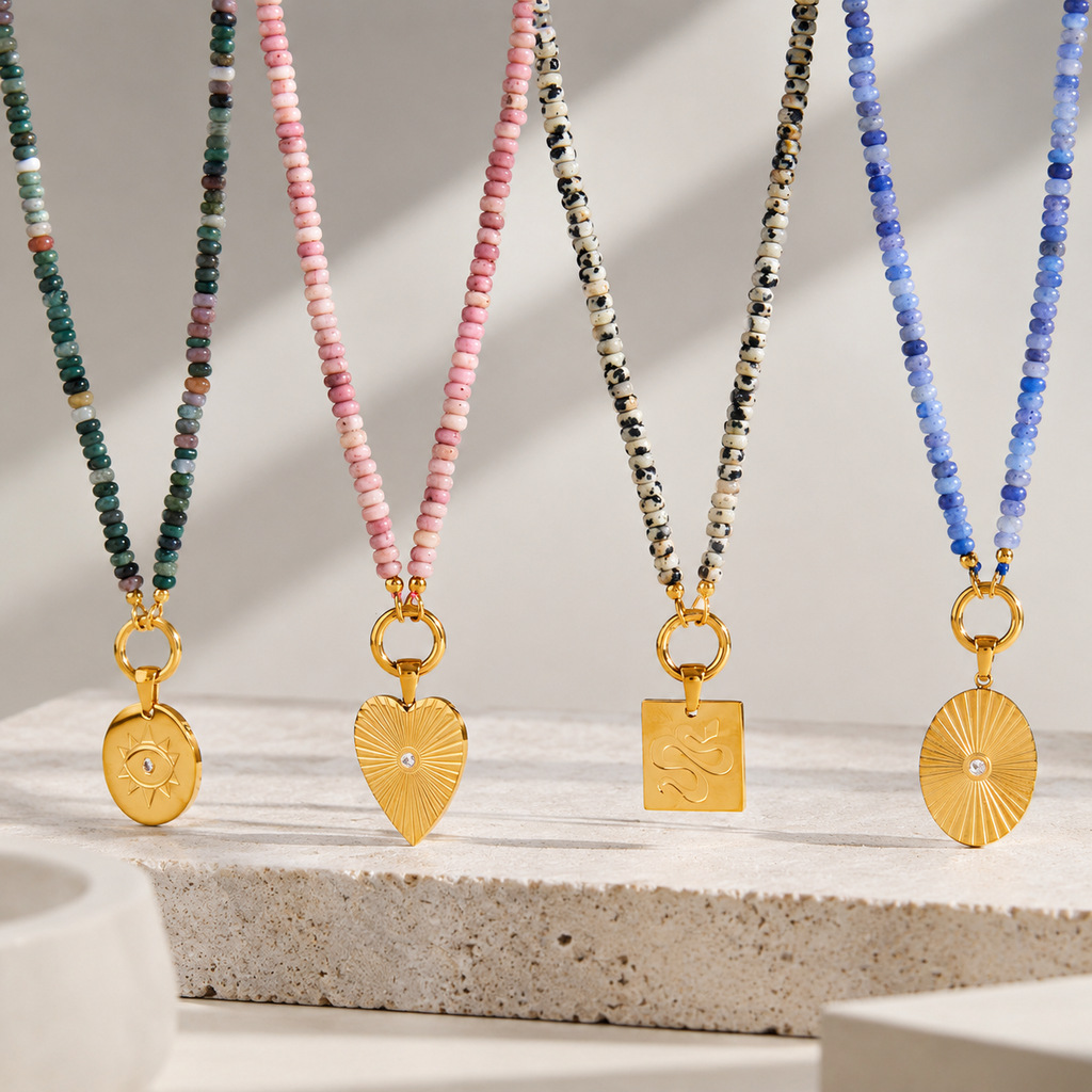 Natural Stone Titanium Steel Necklace Light Luxury And Niche Style
