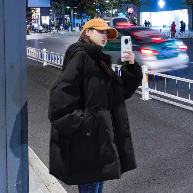 Korean Style Loose Small Bread Coat Thickened Work Clothes Cotton padded Coat Black X19 - Shop at LoveMi