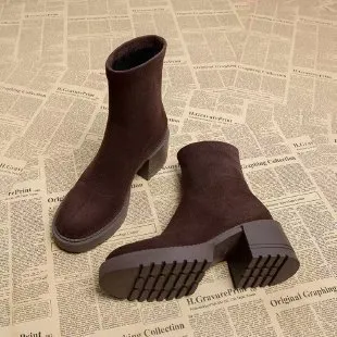Brown Heeled Ankle Boots For Petite Women - Brown