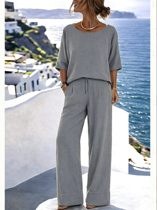 Women's two-piece set in blue – boho minimalist resort style