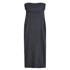 Tube Top Off-the-shoulder Midi Skirt Dress - Gray - View 1