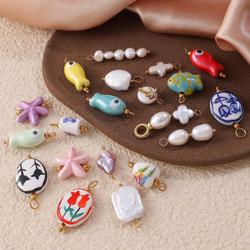 Fresh-style From The Ocean Collection Stainless Steel Pendant Necklace With 18K Gold Plating