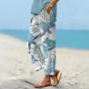Casual Printed Exquisite Linen Drawstring Trousers Hgds031 - Shop at LoveMi