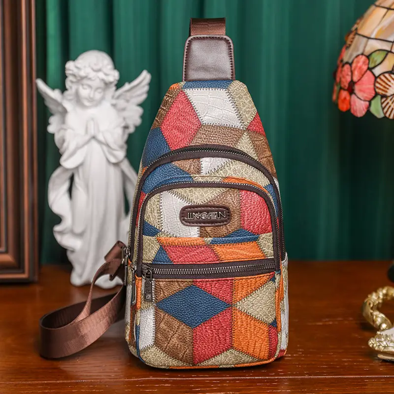 Color Block Large Capacity PU Soft Leather Textured Crossbody Bag