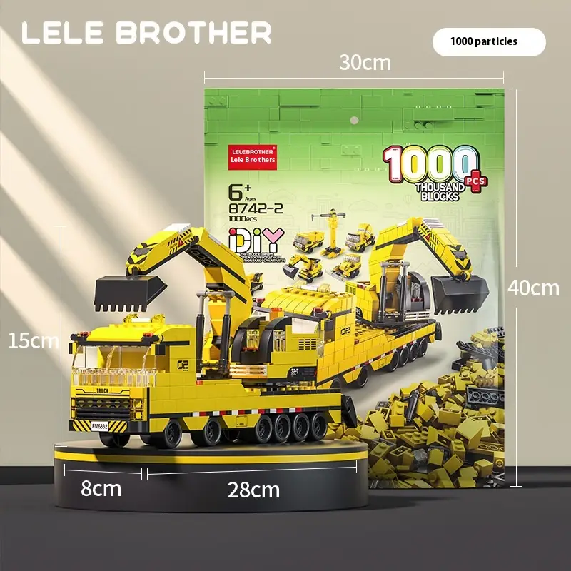 Building Blocks Boy Educational Assembly Toy Model Puzzle Engineering Car Excavator