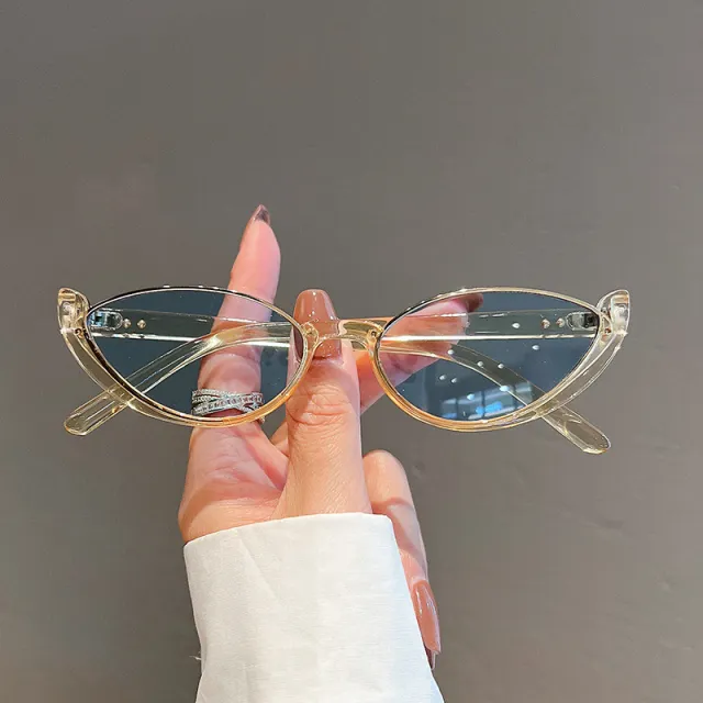 Cat Eye Sunglasses Women European And American Fashion Trending Transparent Yellow Frame Blue - Shop at LoveMi