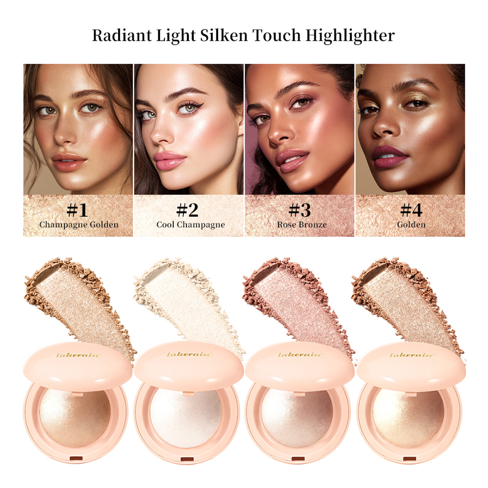 Lakerain Highlighter Powder, Three-dimensional Contour Matte Highlighter Powder 5