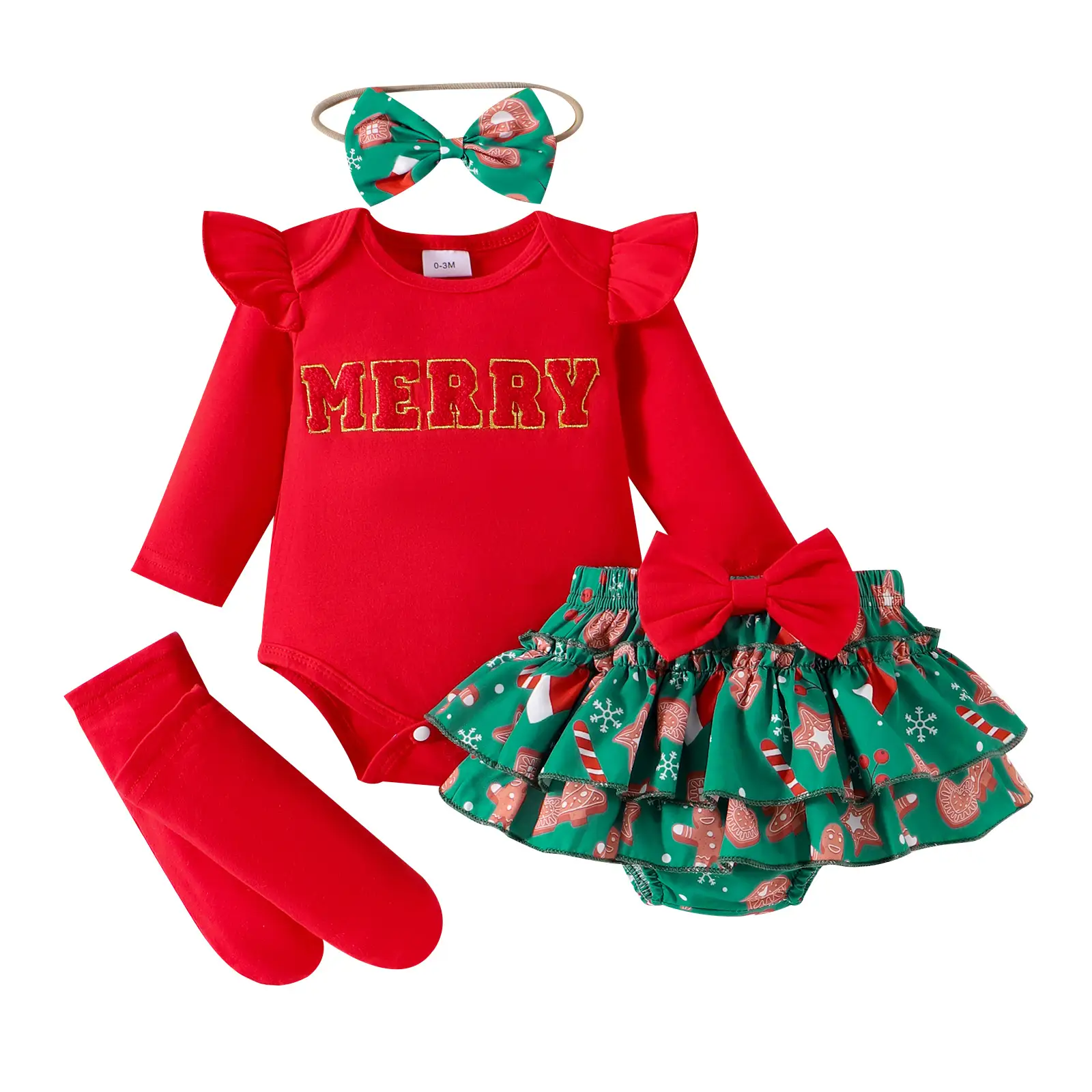 Autumn And Winter Infant Sunken Stripe Long Sleeve Letter Printed Two-piece Suit