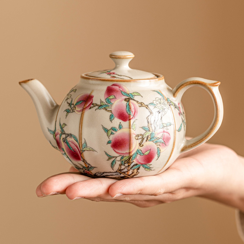 طقم شاي كونغ فو صيني راقٍ - وعاء خزفي منزلي بلون باستيل من رو وير