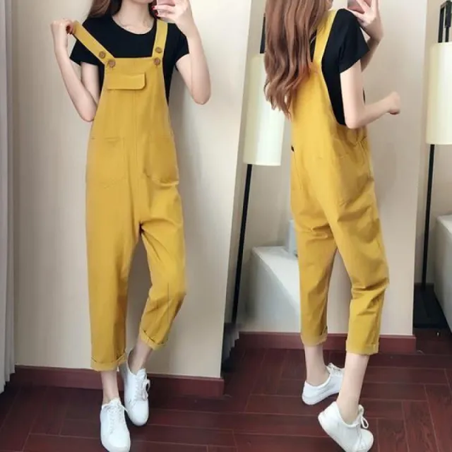 Single Suit Summer Suspender Pants Plus sized Plus Size Women's Cropped Suspender Two Pieces Suit Ginger Overalls Xl - Shop at LoveMi