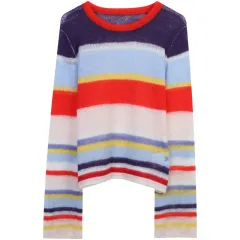 Women's Contrast Colour Hollow Top Slim Fit - Blue - View 1