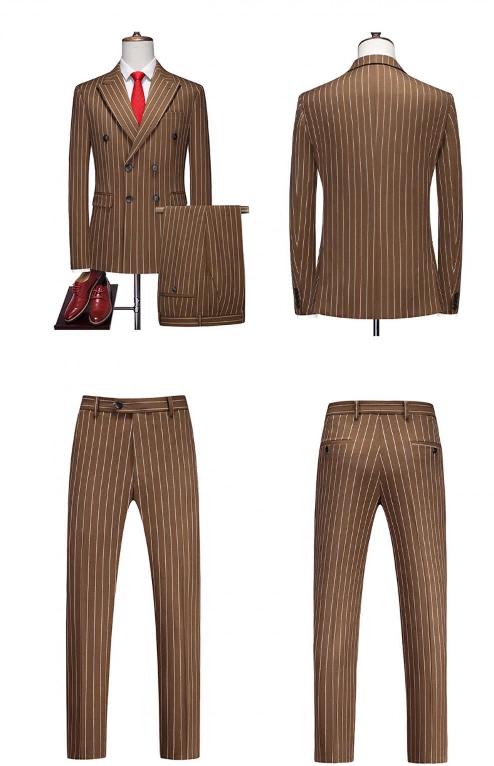 Zweireihiger gestreifter Bräutigamanzug
