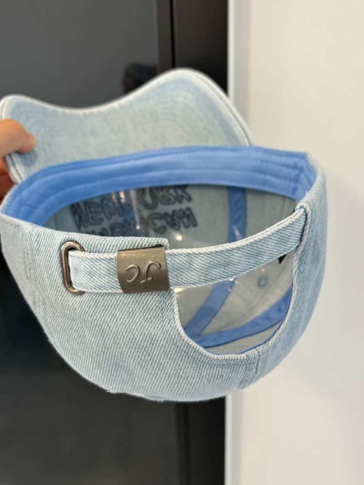 Washed denim peaked cap