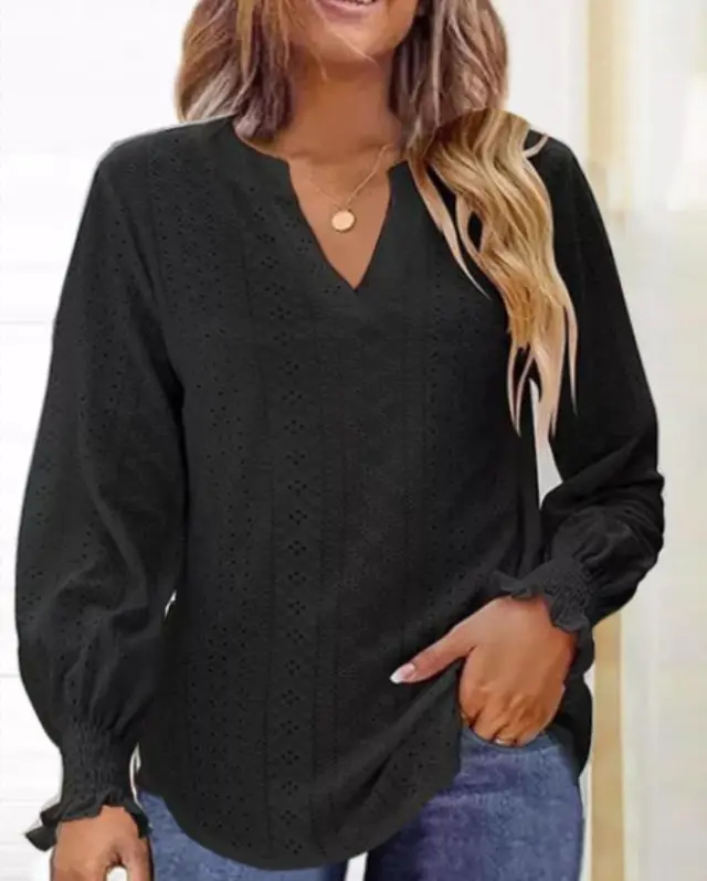 Summer New Ladies T shirt Hollow out Waist Ruffle Sleeve Casual Top Black - Shop at LoveMi