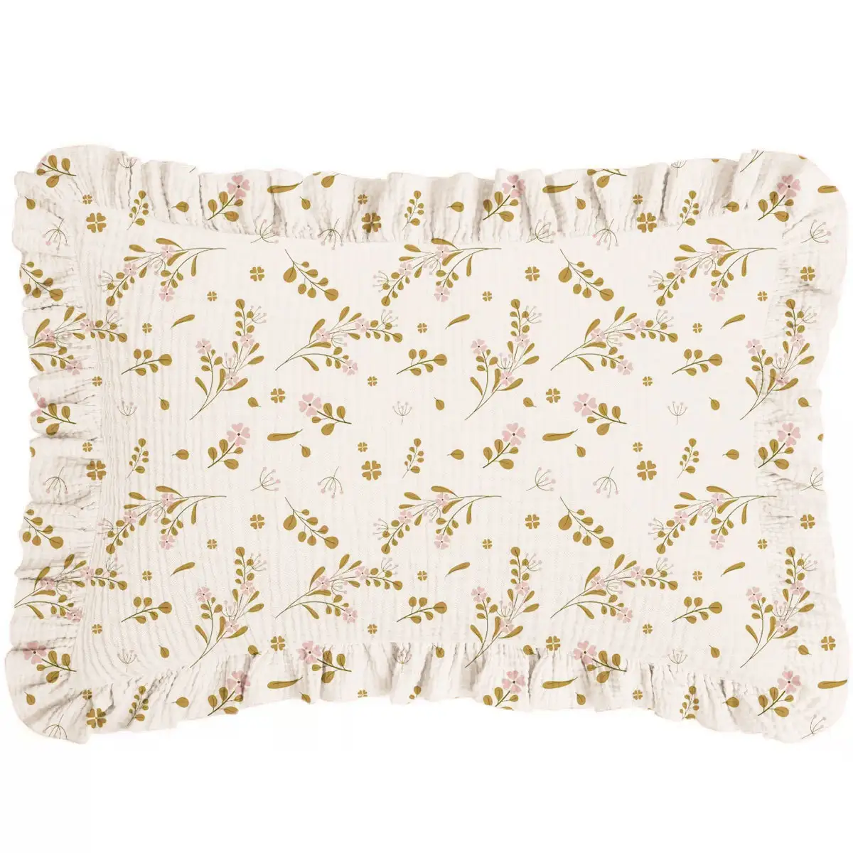 Breathable Cotton Gauze Ruffle Pillowcase For Children