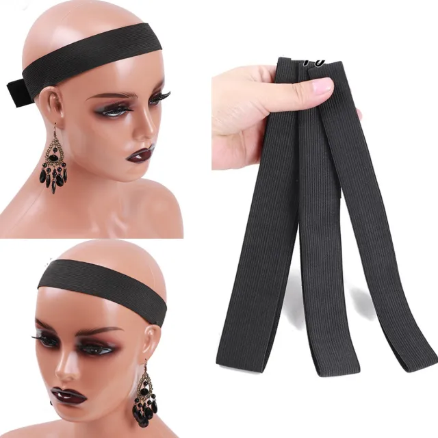 Black Knitted Velcro Adjustable Wig Elastic Band Beauty Black - Shop at LoveMi