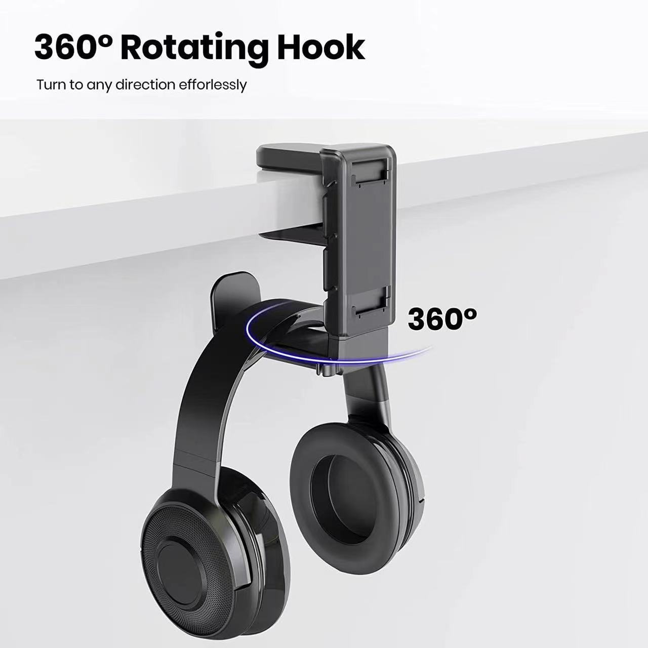 Punch-free Table Clip-on Hook Head-mounted Headphone Holder