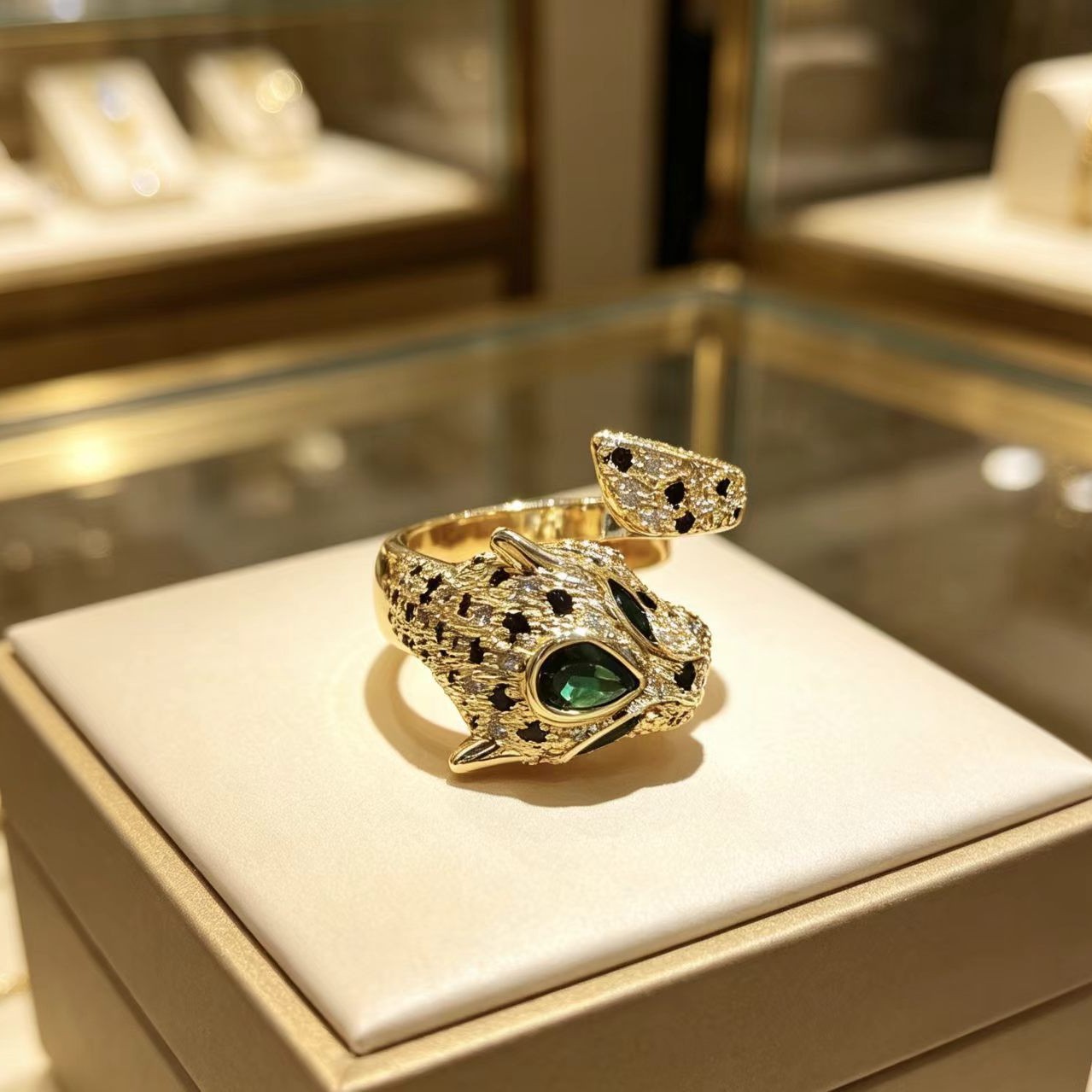 Leopard Zircon Statement Ring