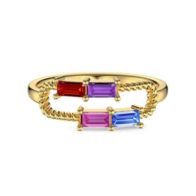 Inlaid Rectangular Zircon Simple Fashion Elegant Ring Dy120969Sgcs - Shop at LoveMi