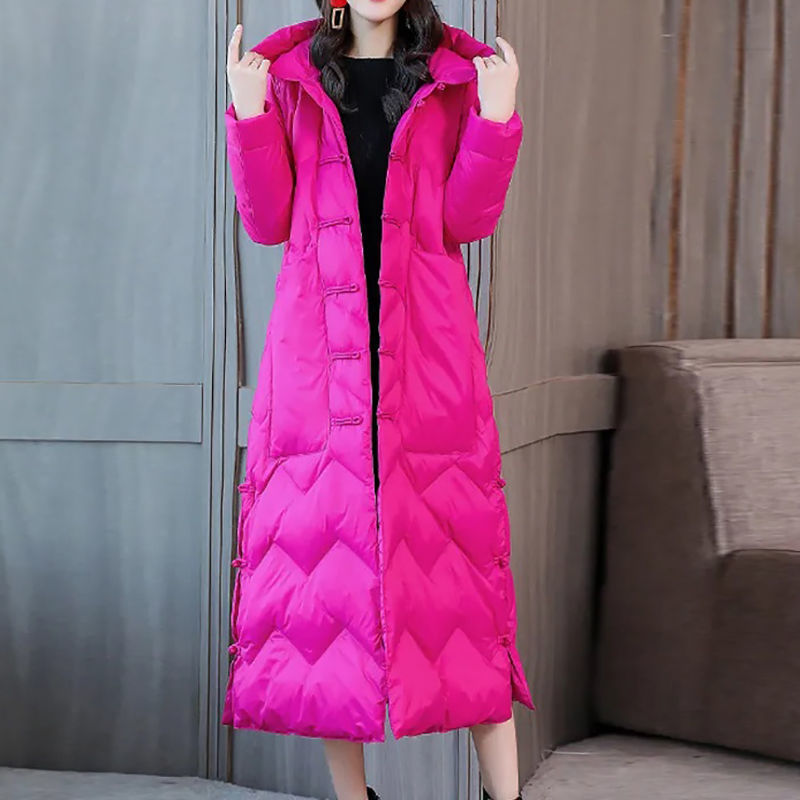 Knee-length Chinese-style Retro Frog-button Coat - Image 3