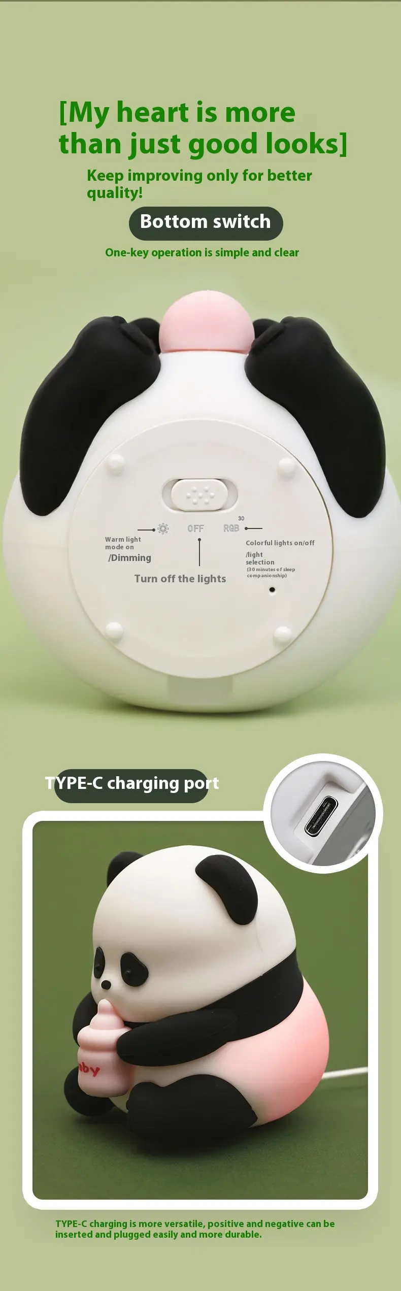 Flower Panda Colorful Silicone Pat Lamp
