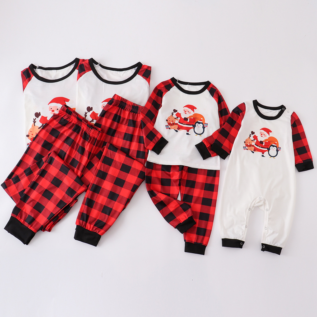 European And American Parent-child Suit Cartoon Santa Claus Printed Plaid Pants Homewear — foto 16