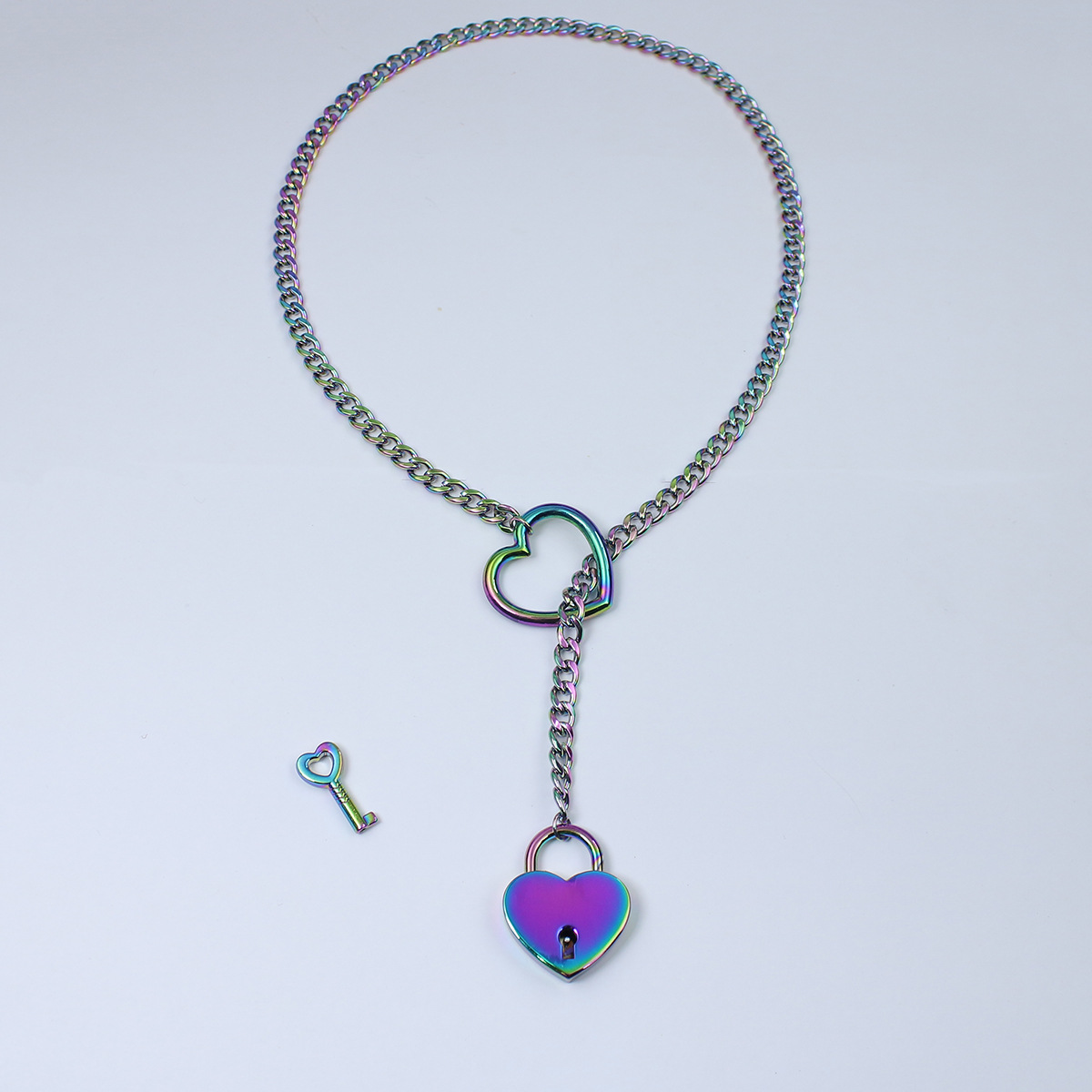 European And American Gothic Personality Heart-shape Lock Pendant Necklace