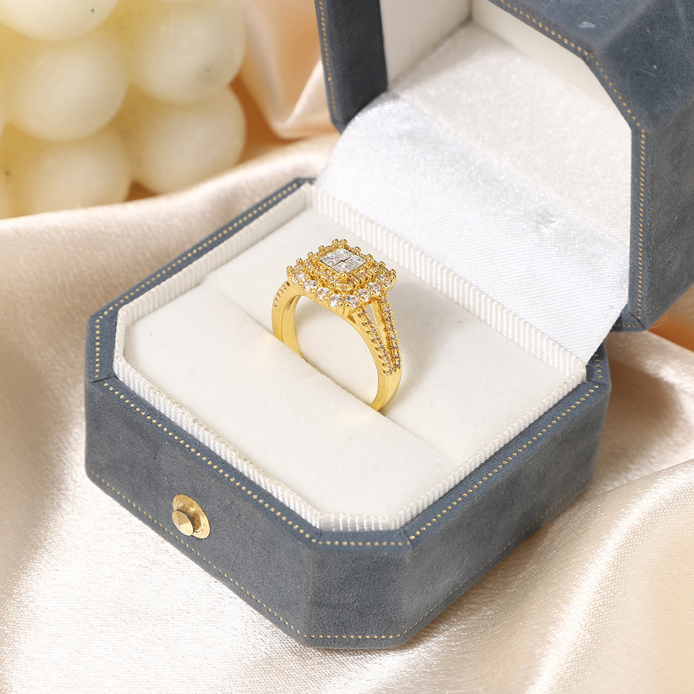 Gold-Plated Zircon Square Ring, picture 4 of 5