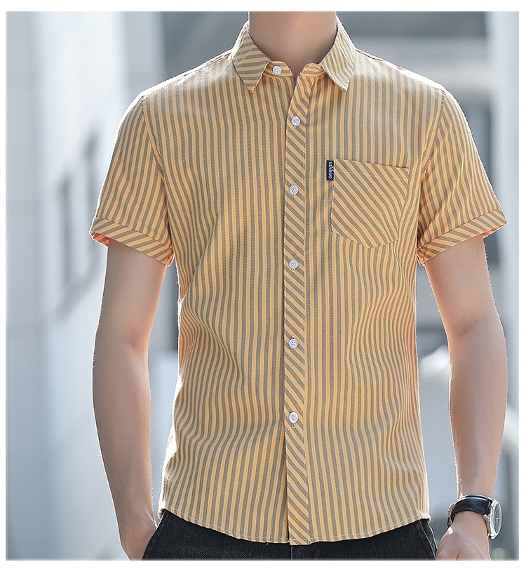 Summer Mens Wrinkle Resistant Striped Drape Shirt Summer Mens Wrinkle Resistant Striped Drape Shirt