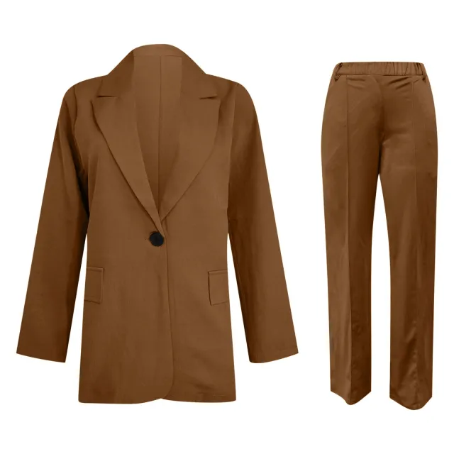 Women's Fashion All match Slim Suit Jacket Dark Brown - Shop at LoveMi