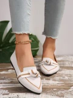 Pointed Flat Pumps Plus Size Fashion Casual Shoes - White - View 1