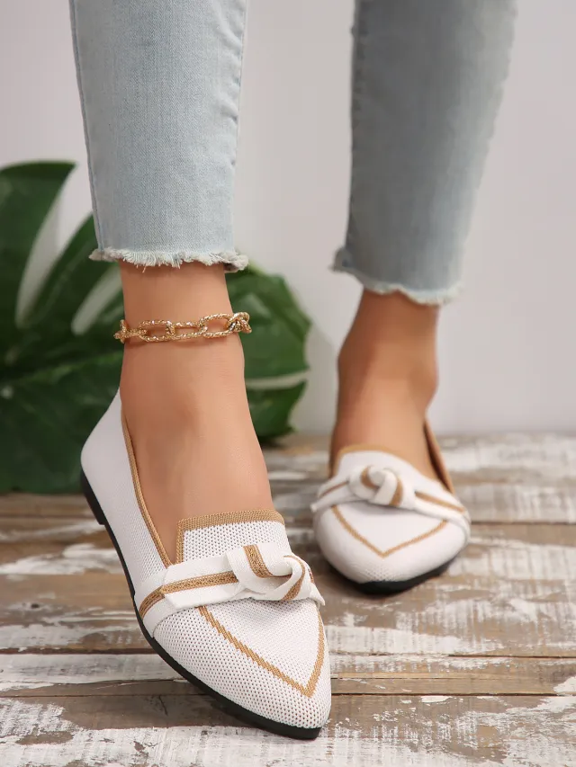 Pointed Flat Pumps Plus Size Fashion Casual Shoes White - Shop at LoveMi