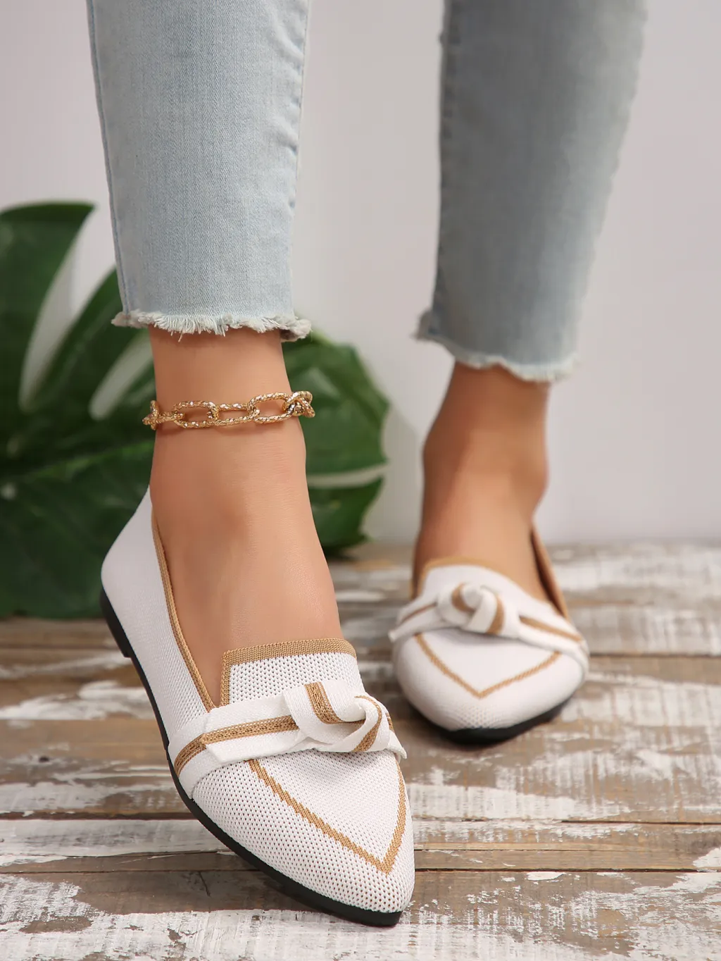 Pointed Flat Pumps Plus Size Fashion Casual Shoes - White