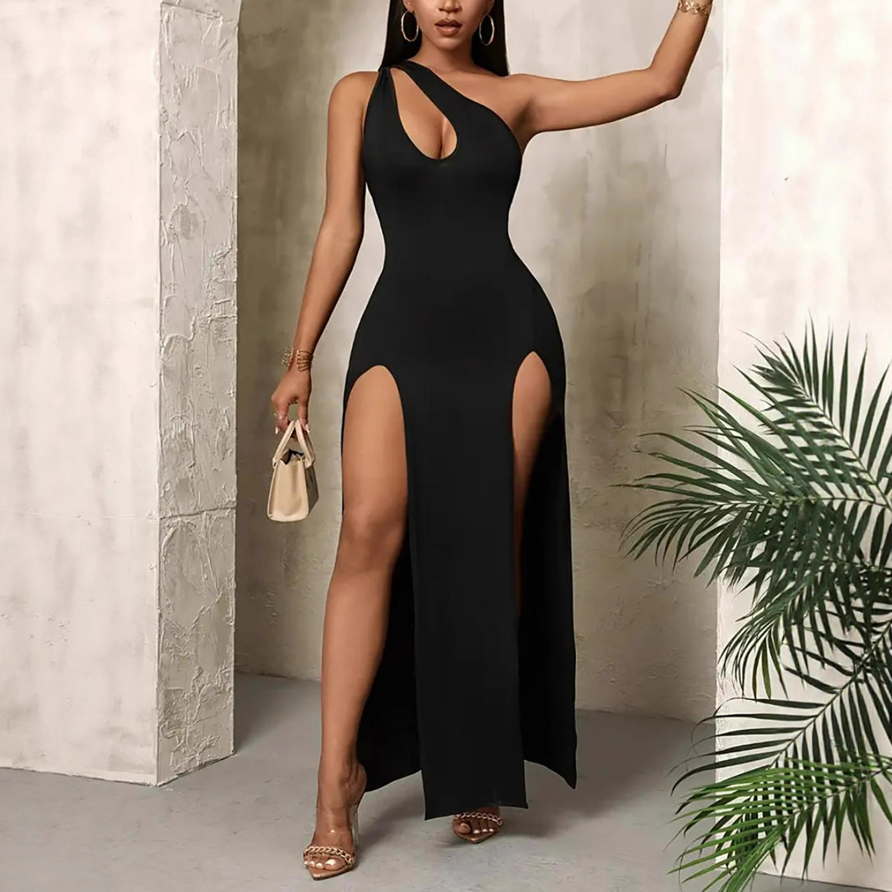 Sexy Off-the-shoulder Long Split Dress Gown