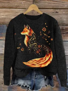Women's Printed Long Sweater Loose Casual Jacket - Jj4979 Bk-M - View 1