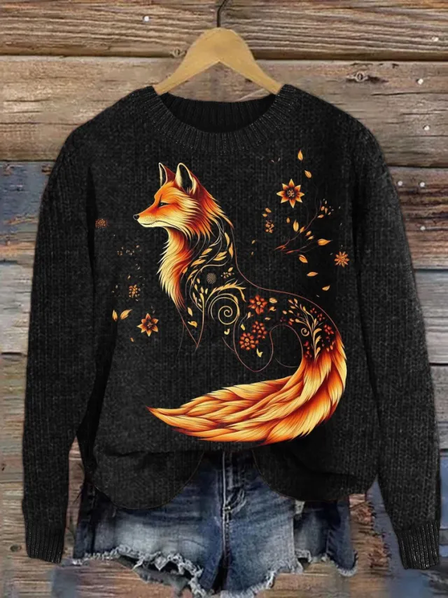 Women's Printed Long Sweater Loose Casual Jacket Jj4979 Bk M - Shop at LoveMi