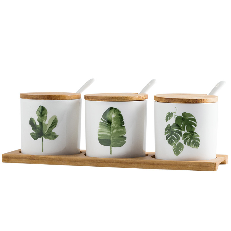 Household Kitchen Ceramic Condiment Jar Set 5