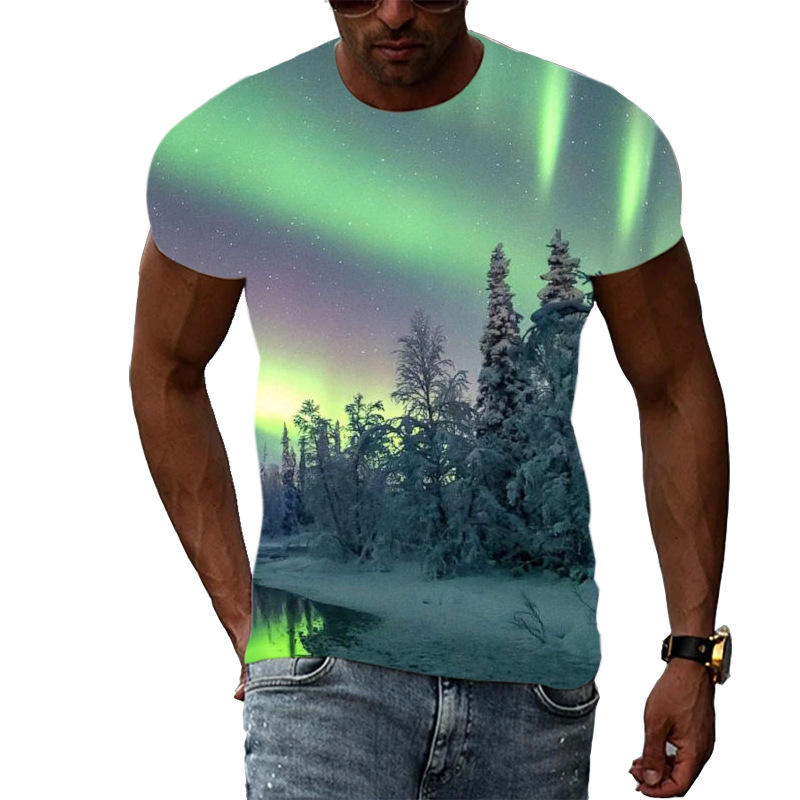 Title 4, Camiseta 3D masculina Trend Print Aurora com es...