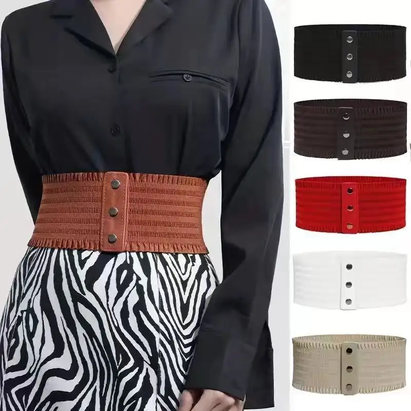 Retro-style Versatile New Womens Elastic Wide Waist