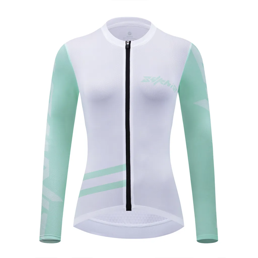 Breathable Cyclist Top Sun Protection Slim Sportswear - Light Green