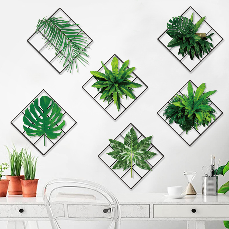 Greenery Grid Dormitory Bedroom Entrance Restaurant Background Decoration Wall Stickers