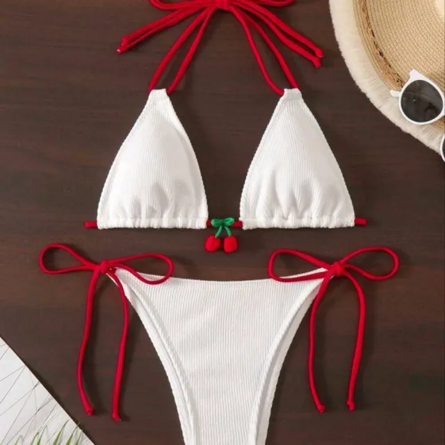Cross border Sexy Wind Beach Holiday Hot Spring Bikini Swimsuit White - Shop at LoveMi