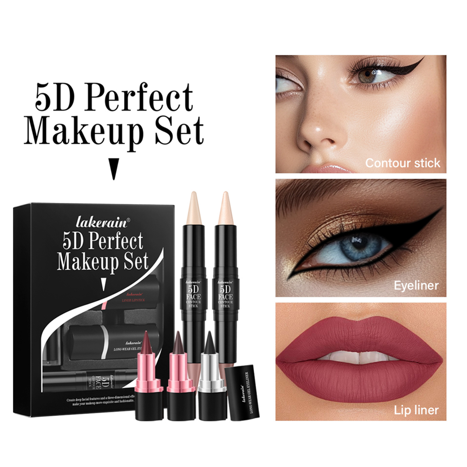 5 Pack Eyeliner Lip Liner Contour Stick Suit