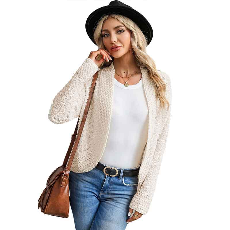 Simple Solid Color Outerwear Knitwear For Women Lc271978 Apricot - Shop at LoveMi