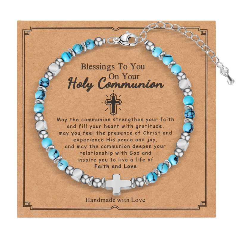Stainless Steel Cross Bead Bracelet