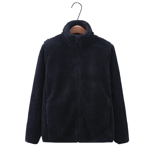 Women's Polar Fleece Thermal Zipper Jacket Black - Shop at LoveMi
