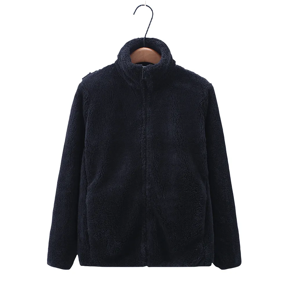 Women's Polar Fleece Thermal Zipper Jacket - Black