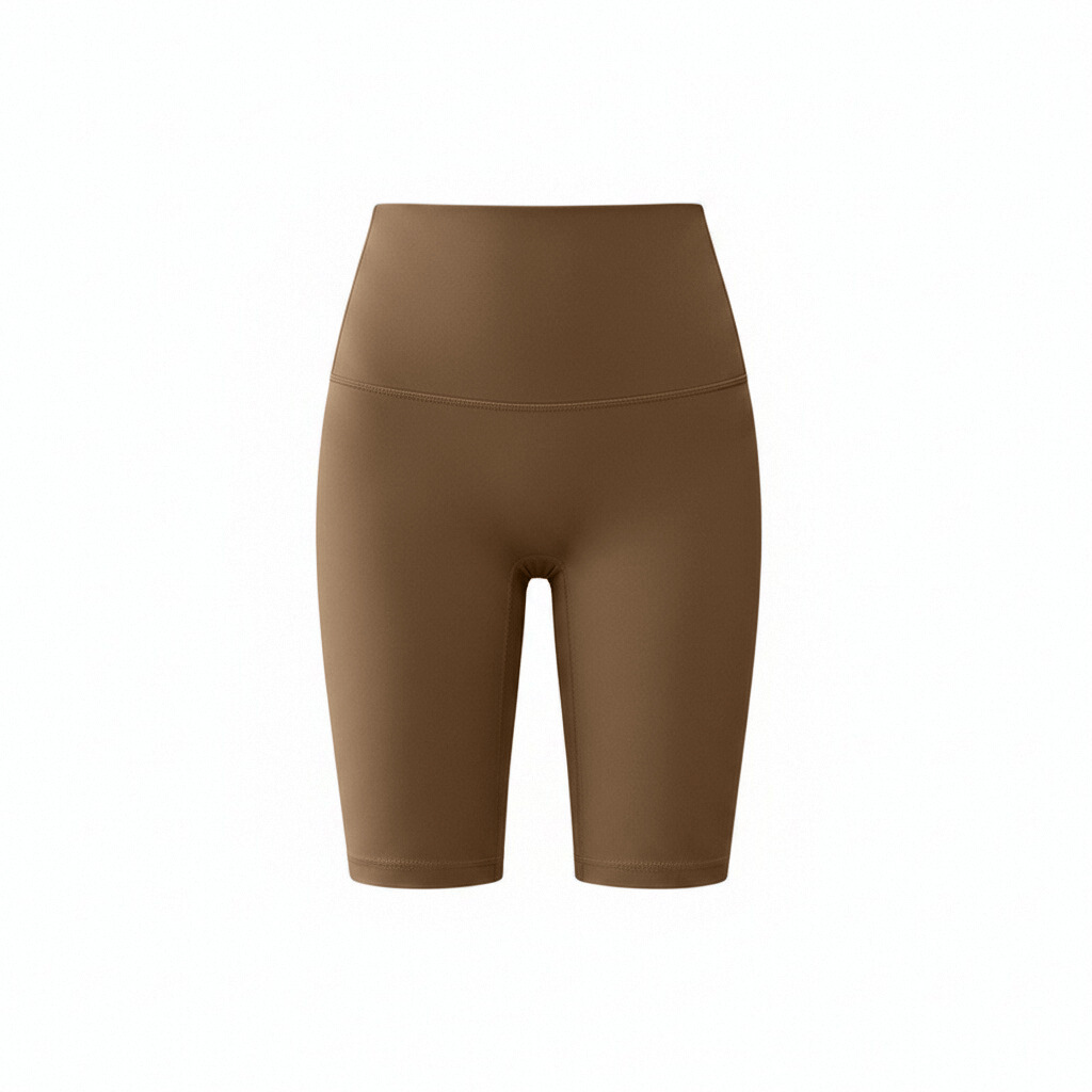 Five-point Yoga Pants Summer Thin Style High-waisted Butt-lifting Cocoa Color S